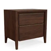 Brenner Smoked Walnut 2-Drawer USB Nightstand