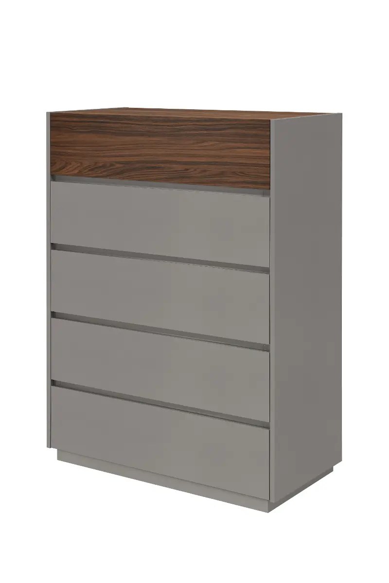 Jett Gray and Brown 5-Drawer Chest