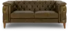 Laurel Olive Green Italian Leather Loveseat
