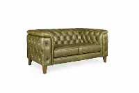 Laurel Olive Green Italian Leather Loveseat
