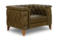 Laurel Olive Green Italian Leather Oversized Chair