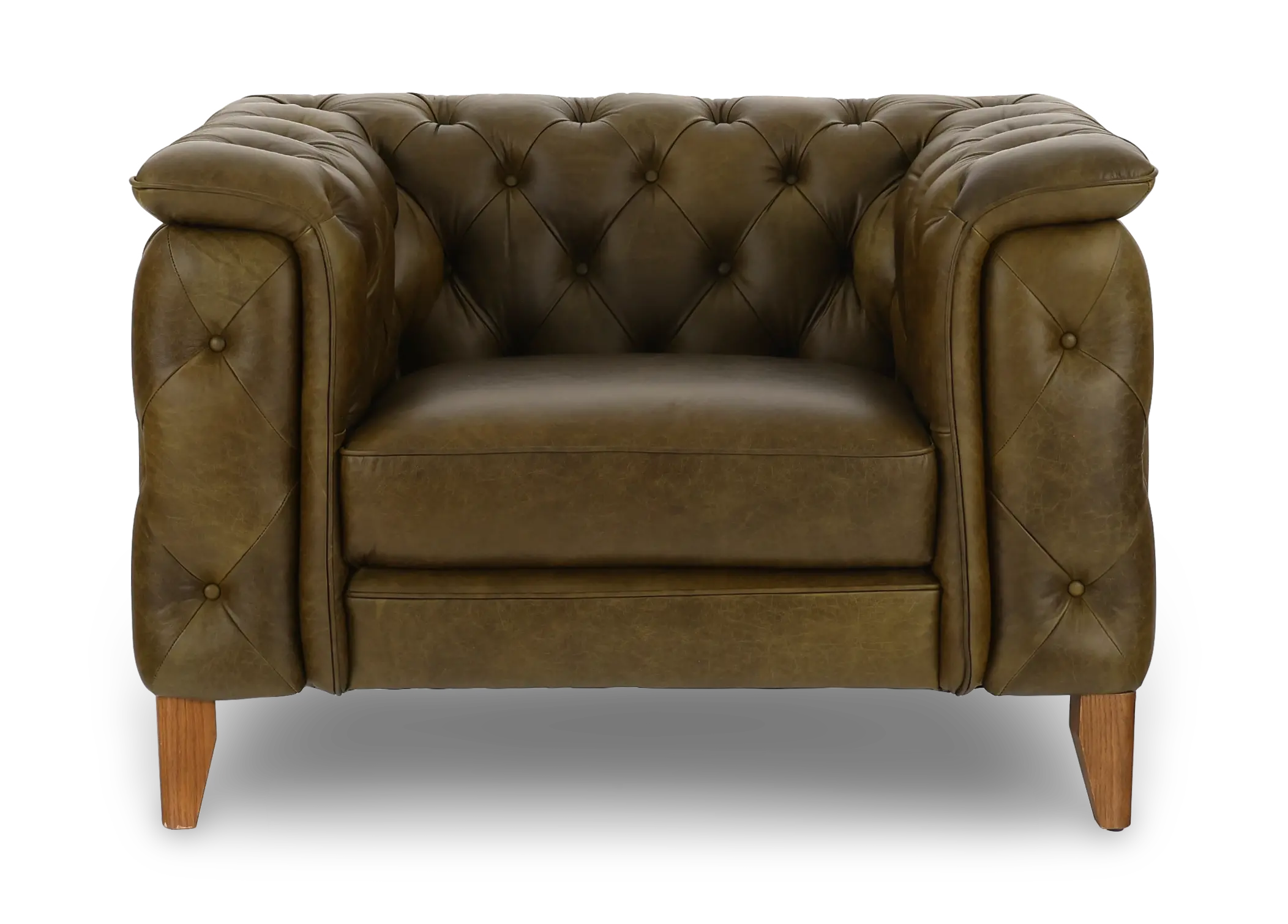 Laurel Olive Green Italian Leather Oversized Chair-4
