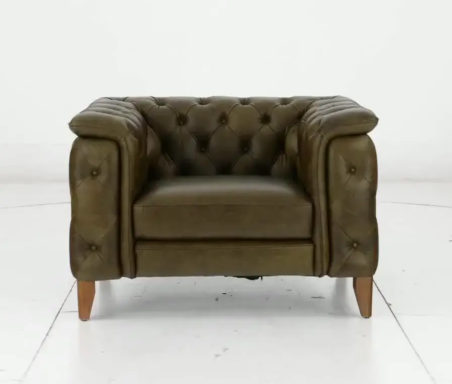Laurel Olive Green Italian Leather Oversized Chair-9