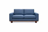 Astaire Vintage Blue Italian Leather Loveseat