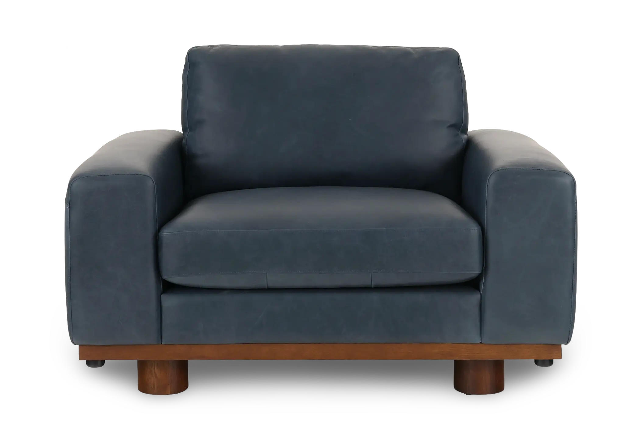 Astaire Vintage Blue Italian Leather Oversized Chair-1