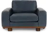 Astaire Vintage Blue Italian Leather Oversized Chair