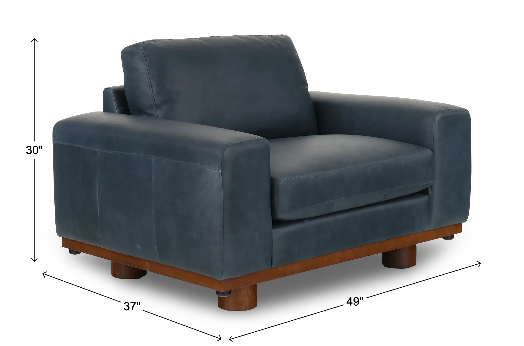 Astaire Vintage Blue Italian Leather Oversized Chair-3
