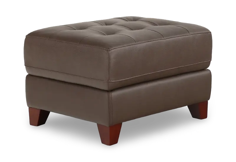 Salerno Stout Brown Leather Ottoman