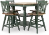 Carmel Light Green Solid Wood 5-Piece Counter Dining Set