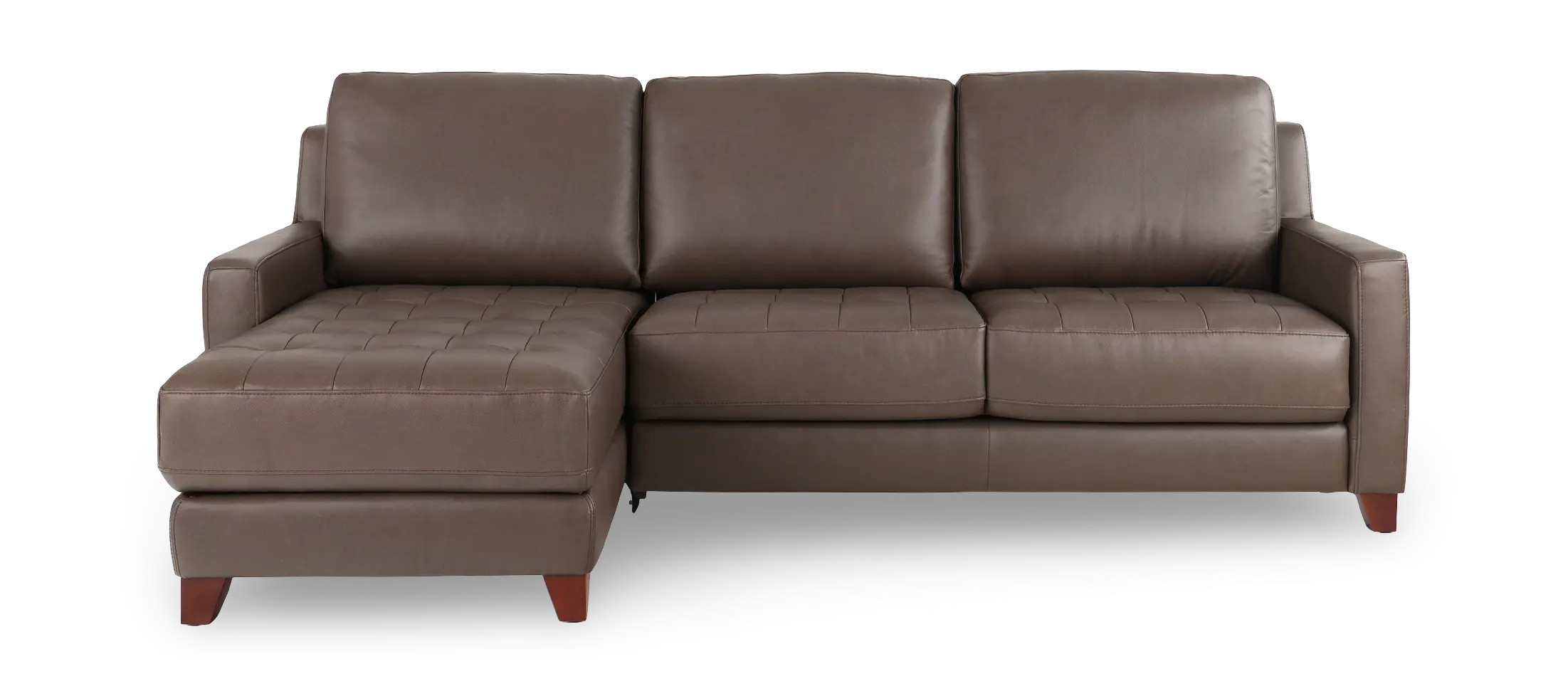 Salerno Stout Brown Leather Sofa Sleeper with Left-Arm Facing Storage Chaise-1