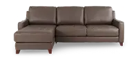 Salerno Stout Brown Leather Sofa Sleeper with Left-Arm Facing Storage Chaise