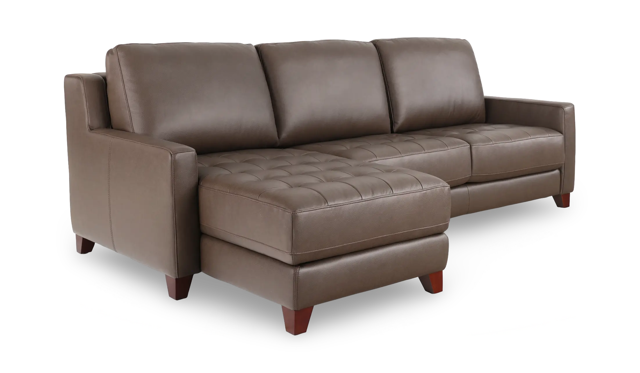 Salerno Stout Brown Leather Sofa Sleeper with Left-Arm Facing Storage Chaise-4