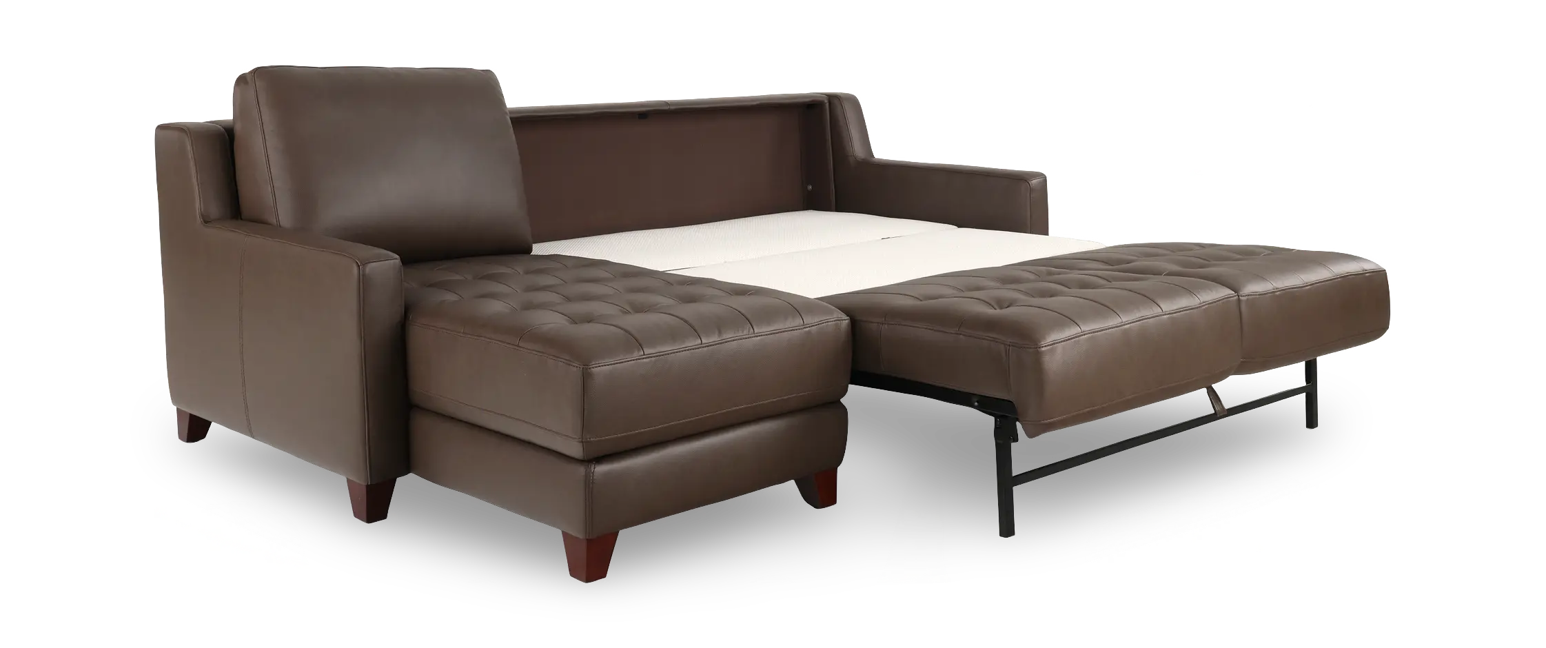 Salerno Stout Brown Leather Sofa Sleeper with Left-Arm Facing Storage Chaise-6