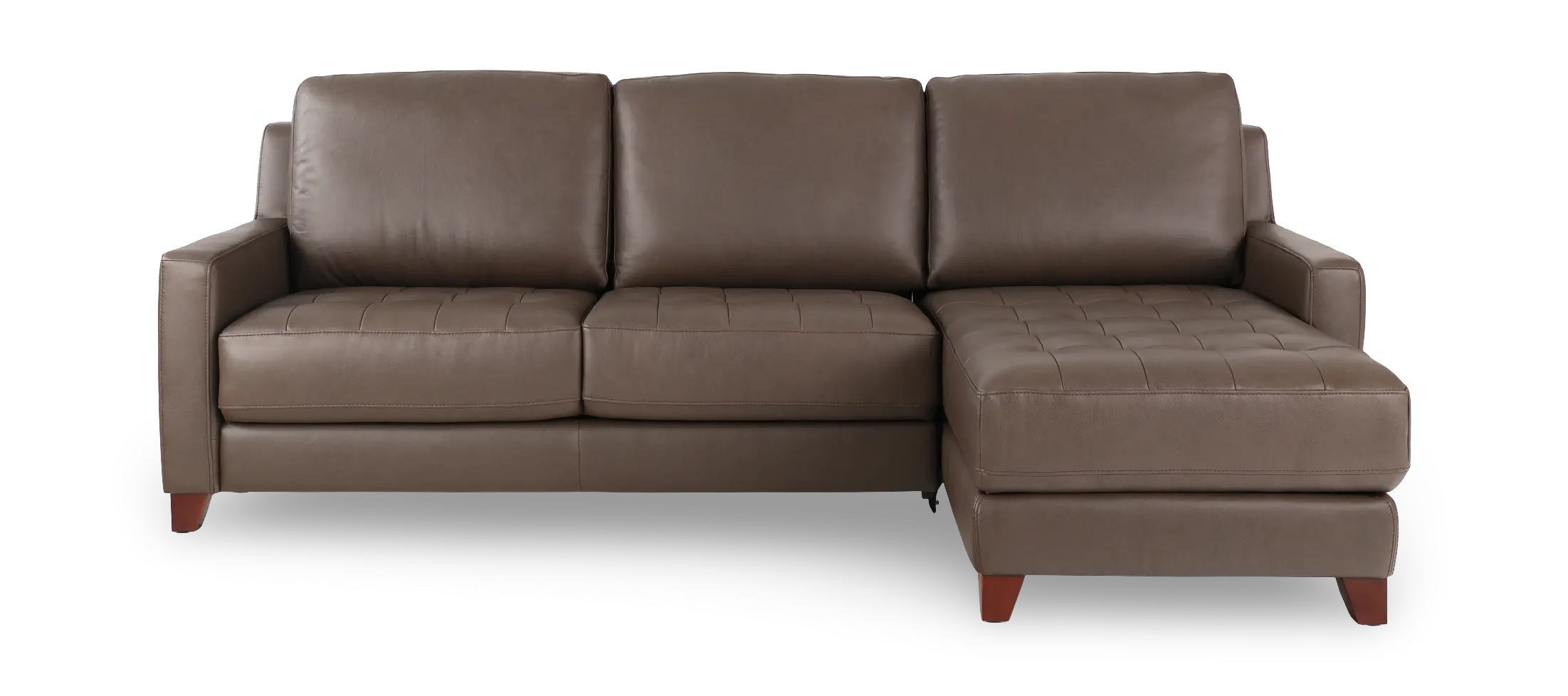 Salerno Stout Brown Leather Sofa Sleeper with Right-Arm Facing Storage Chaise-1