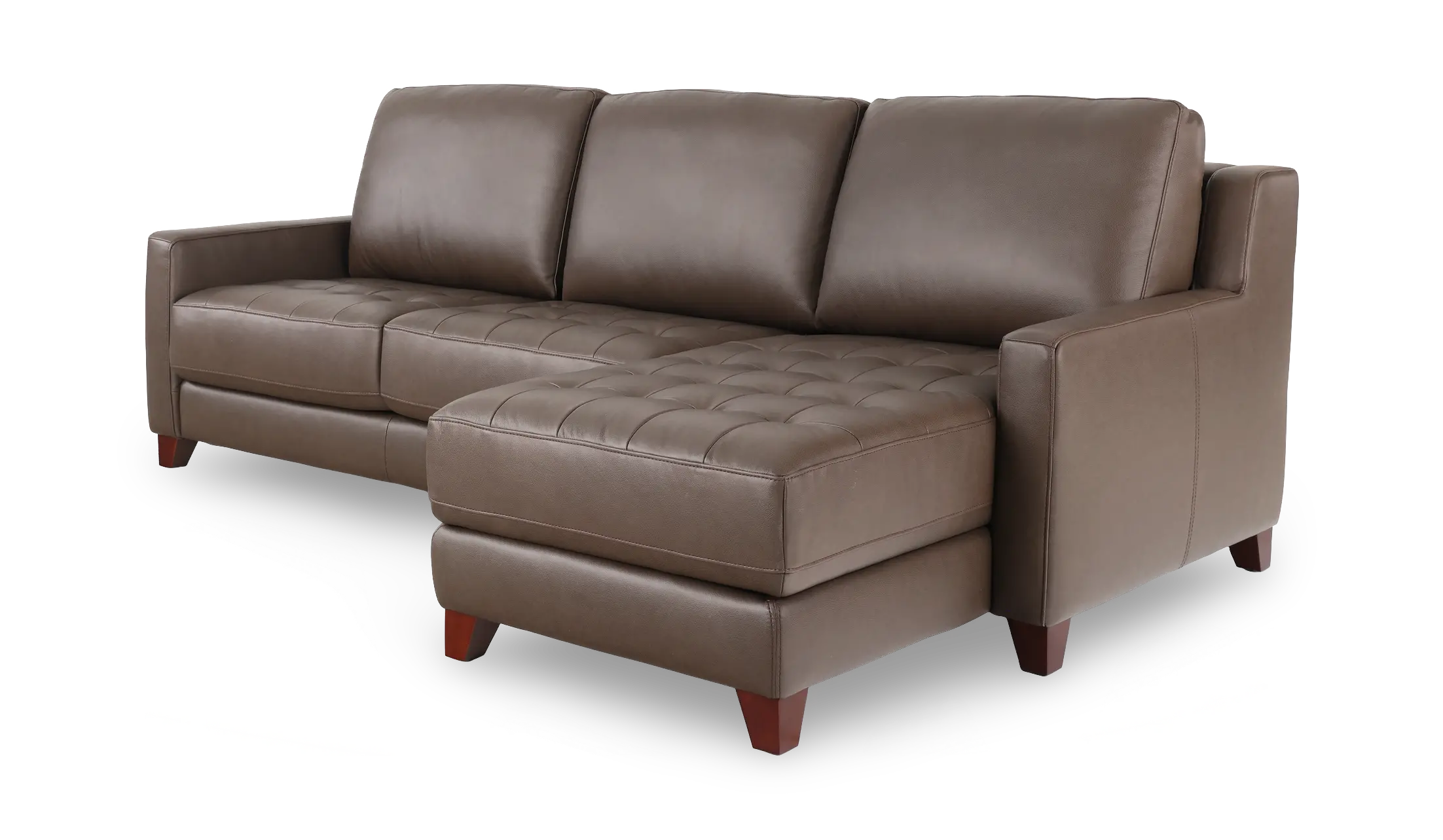 Salerno Stout Brown Leather Sofa Sleeper with Right-Arm Facing Storage Chaise-4