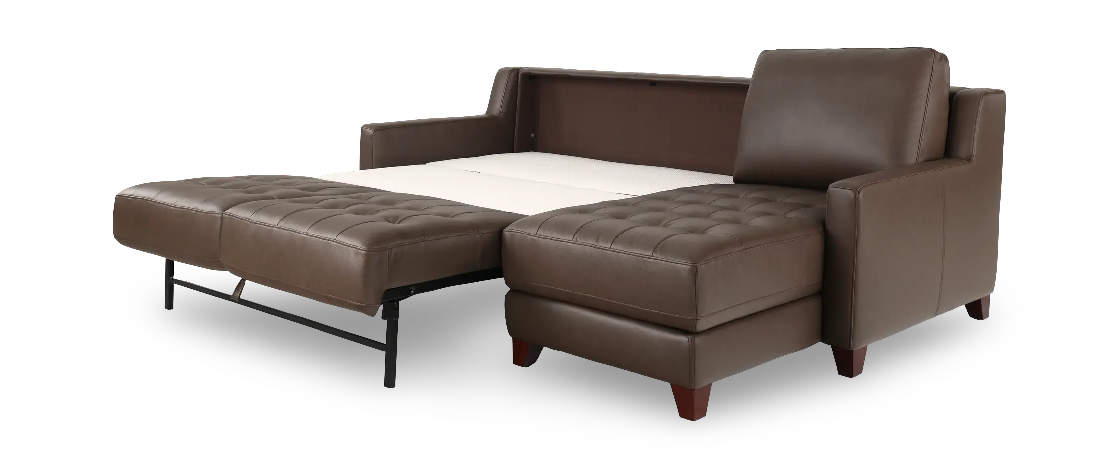 Salerno Stout Brown Leather Sofa Sleeper with Right-Arm Facing Storage Chaise-6