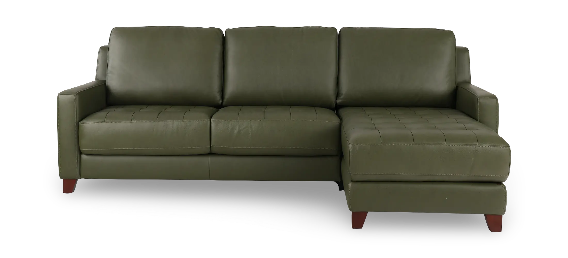 Salerno Moss Green Leather Sofa Sleeper with Right-Arm Facing Storage Chaise-1