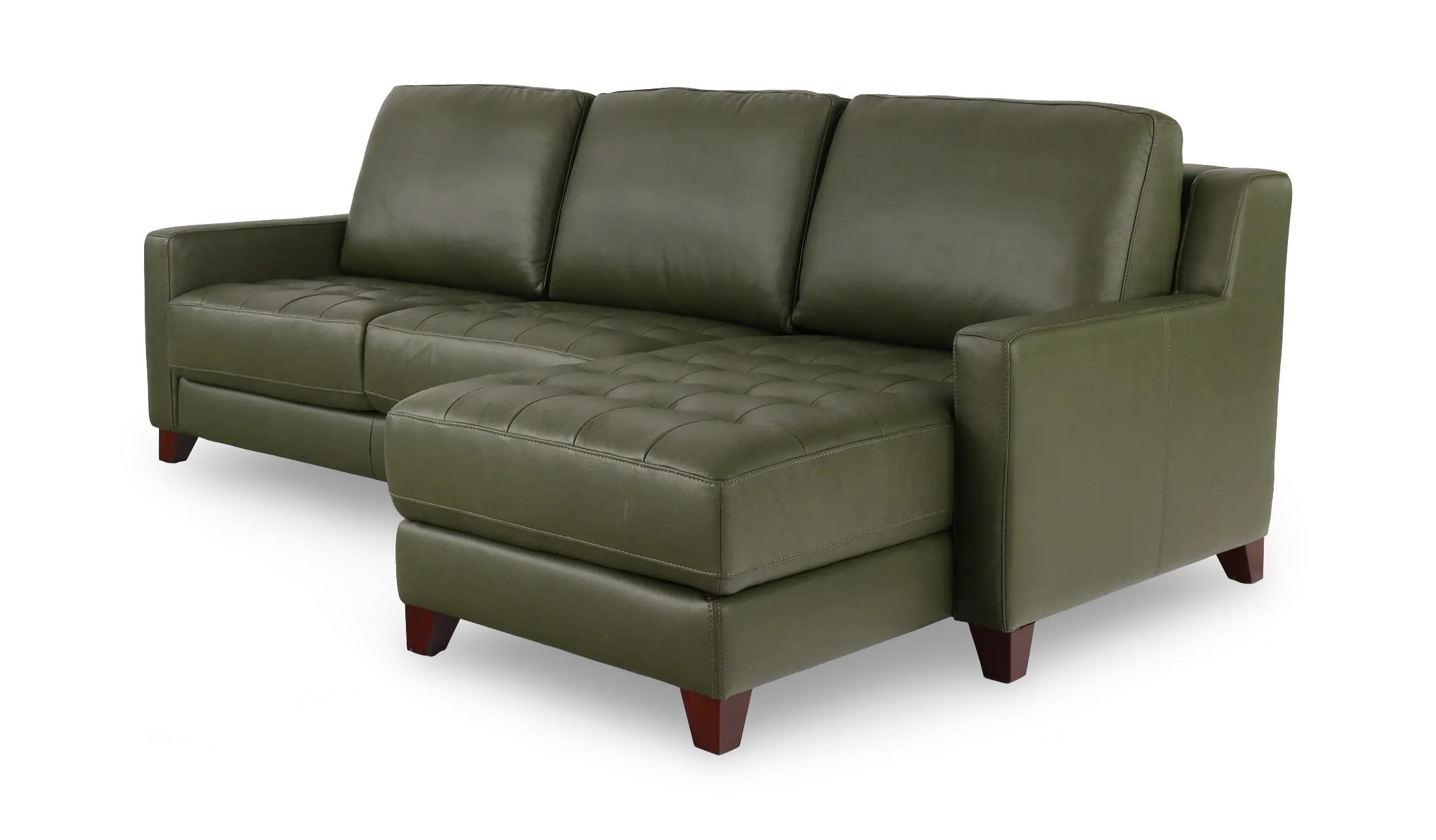 Salerno Moss Green Leather Sofa Sleeper with Right-Arm Facing Storage Chaise-4
