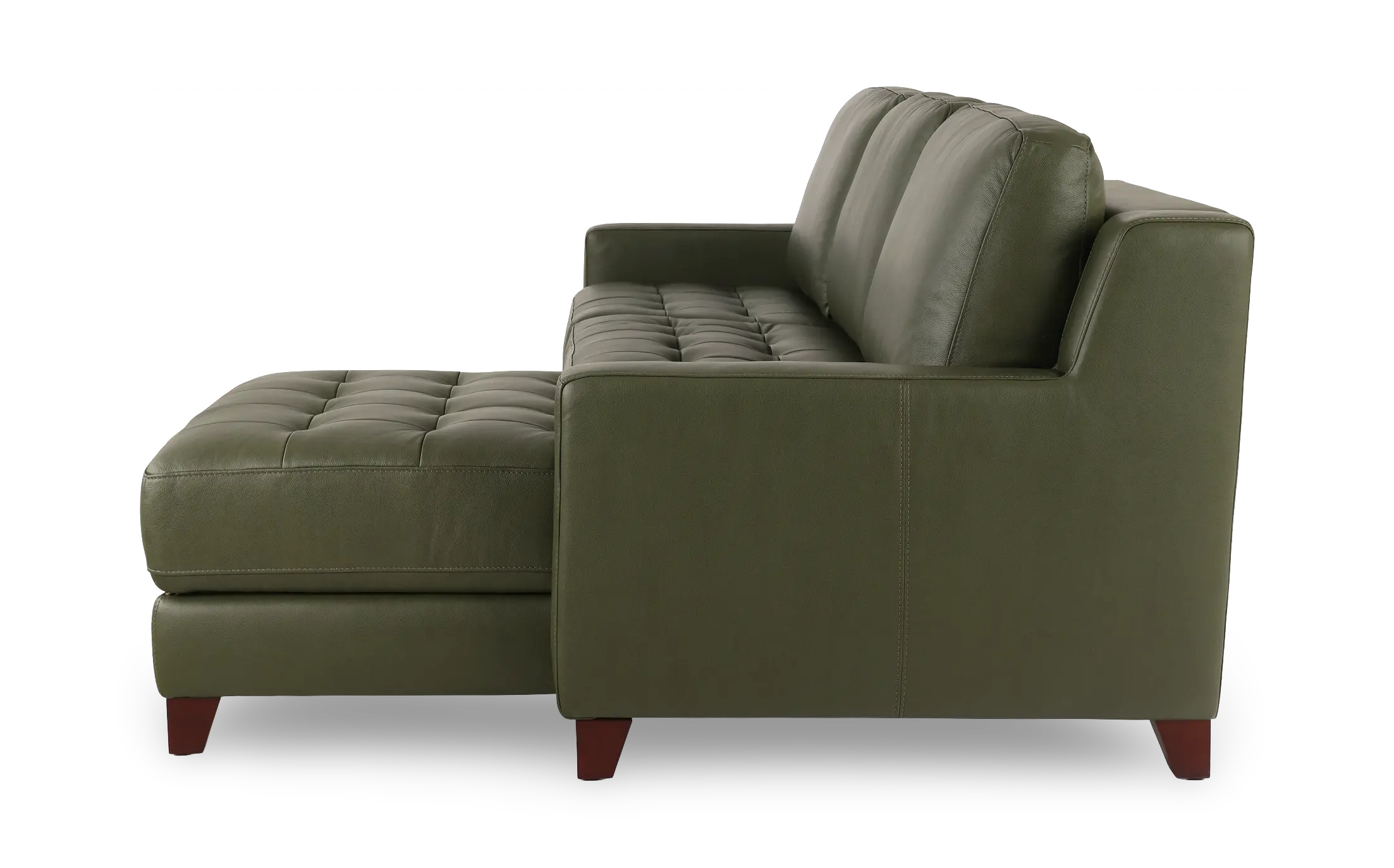 Salerno Moss Green Leather Sofa Sleeper with Right-Arm Facing Storage Chaise-7