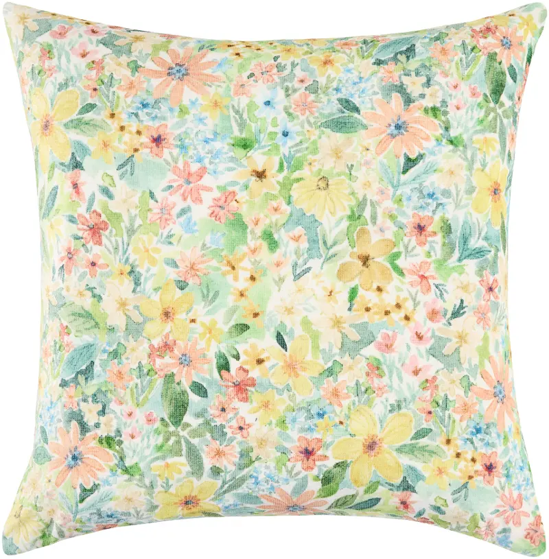 Multicolor Floral Yellow Toss Pillow