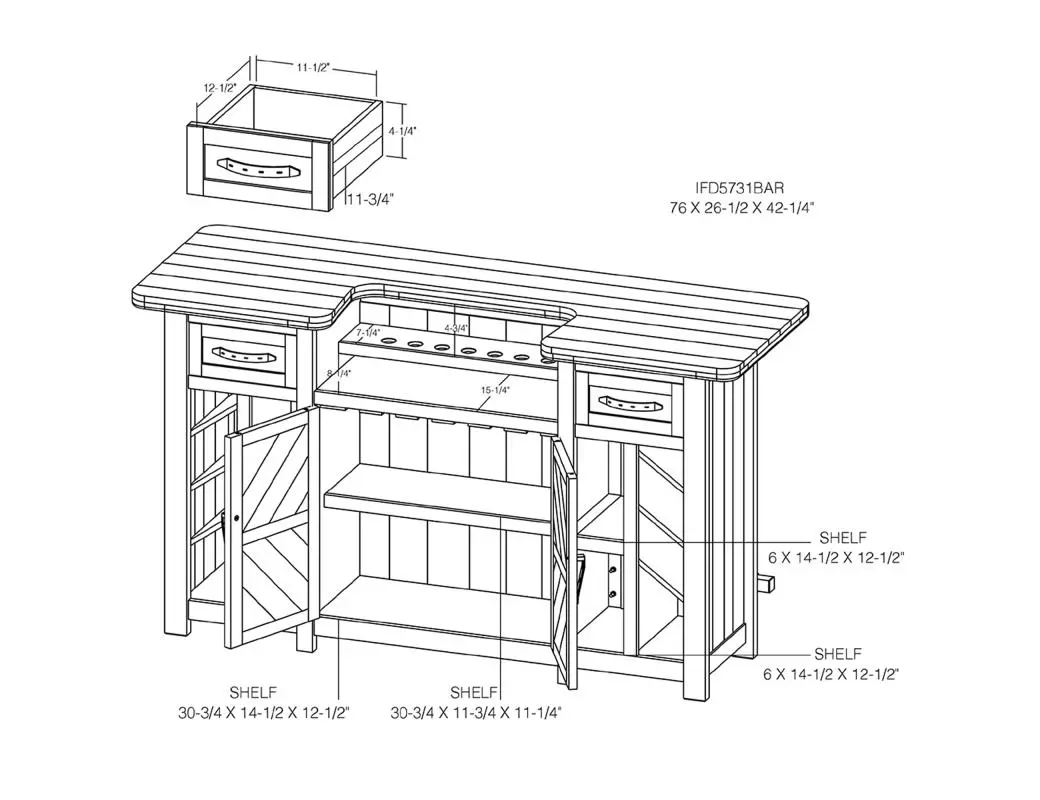 Dutton Distressed Brown Home Bar-3