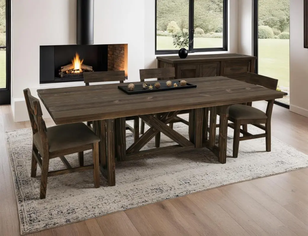 Dutton Distressed Brown Rectangle 4-Piece Dining Set-10