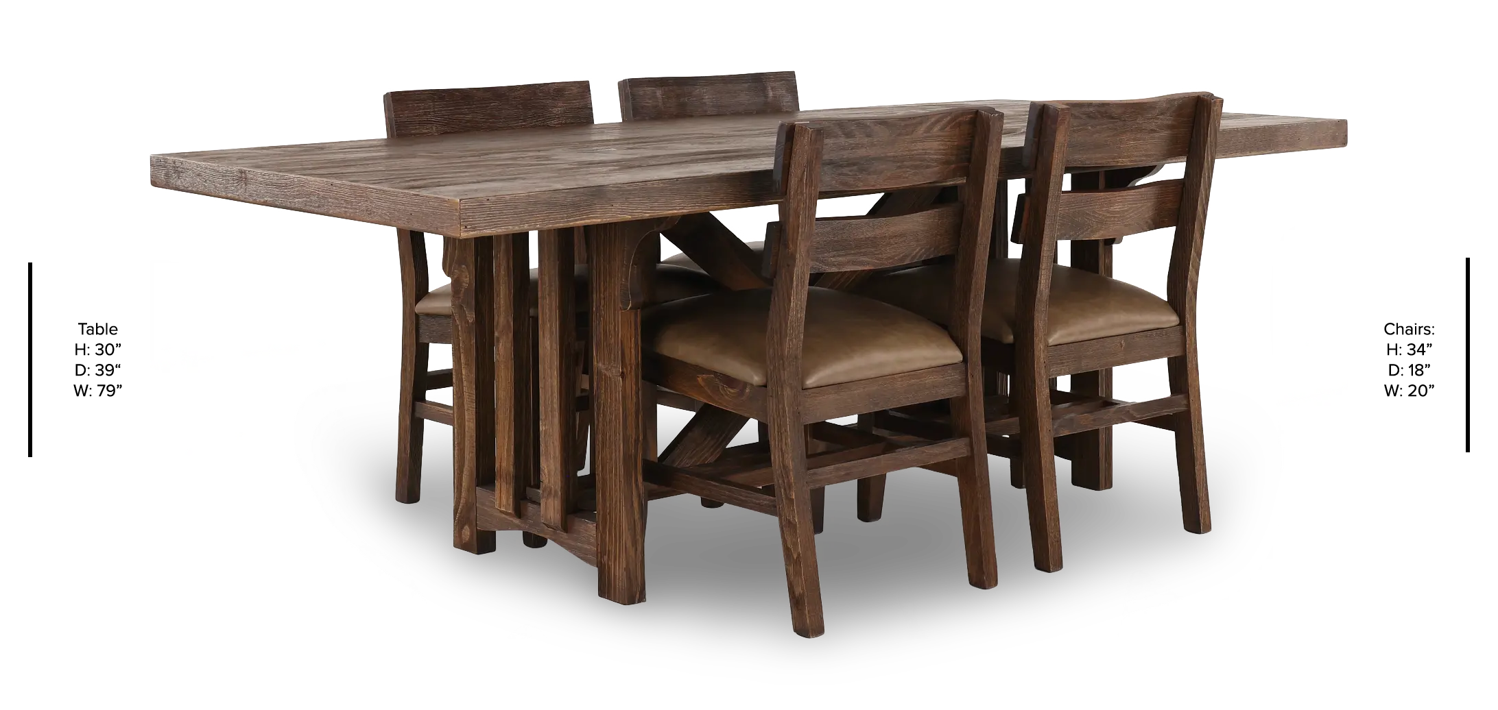 Dutton Distressed Brown Rectangle 4-Piece Dining Set-3