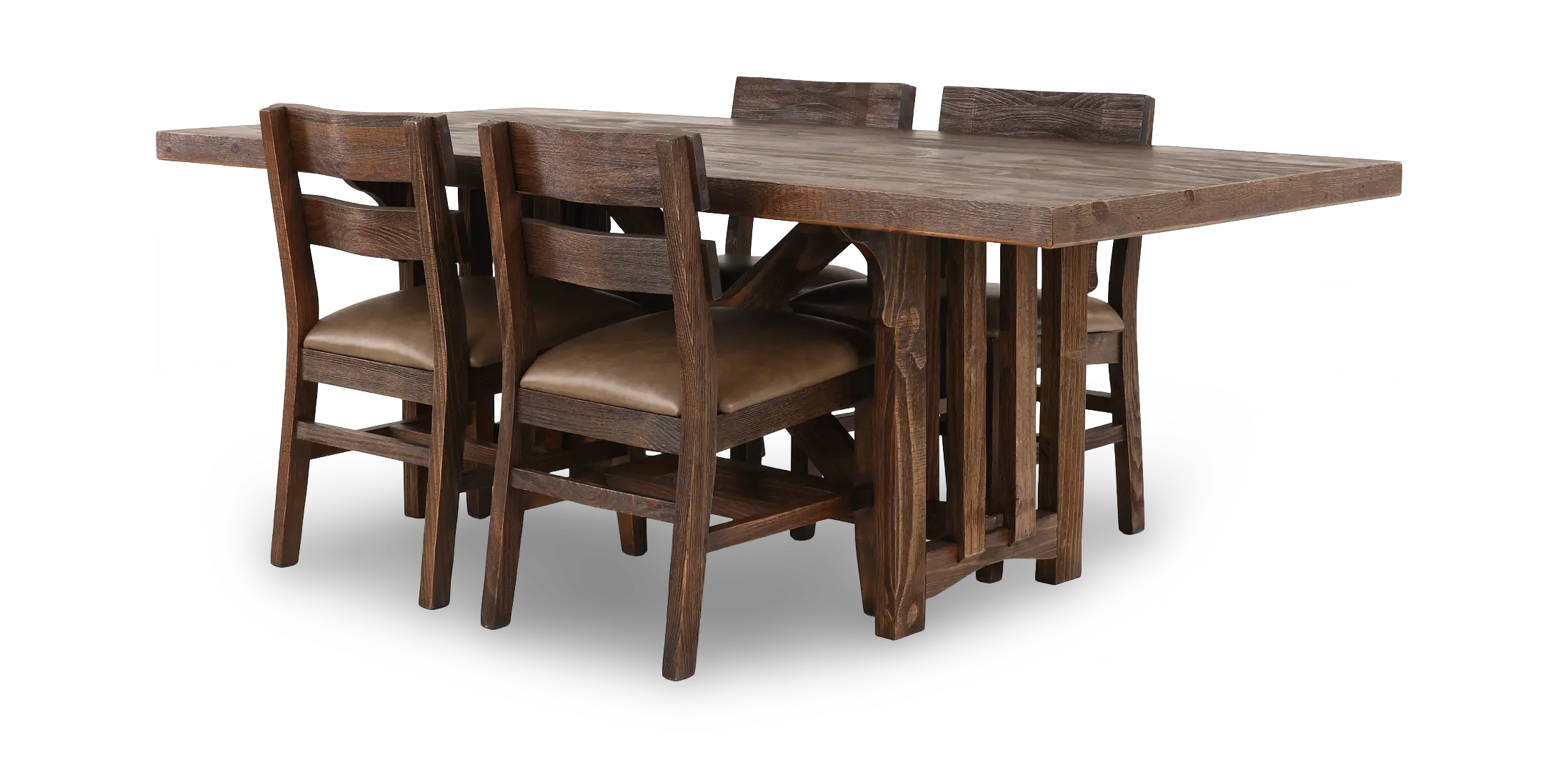 Dutton Distressed Brown Rectangle 4-Piece Dining Set-6