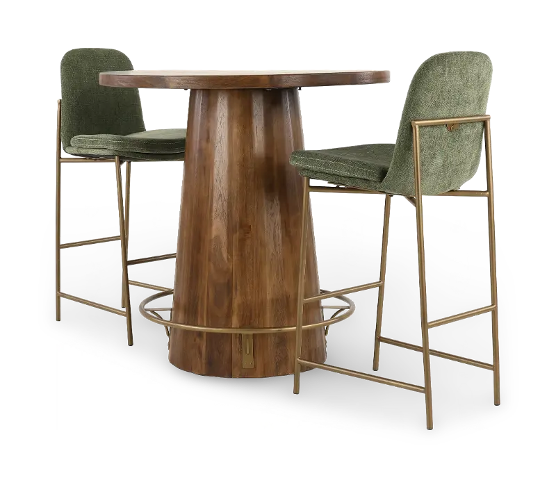 Balam Mango 3-Piece Bistro Table Set with Green Bar Stools