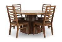Balam Mango 5-Piece Round Table Set with Brown Ladder Back Chairs