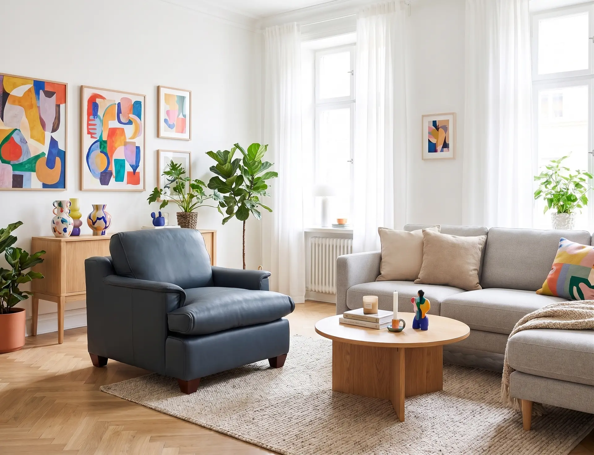 Saxton Sky Blue Leather Armchair-2