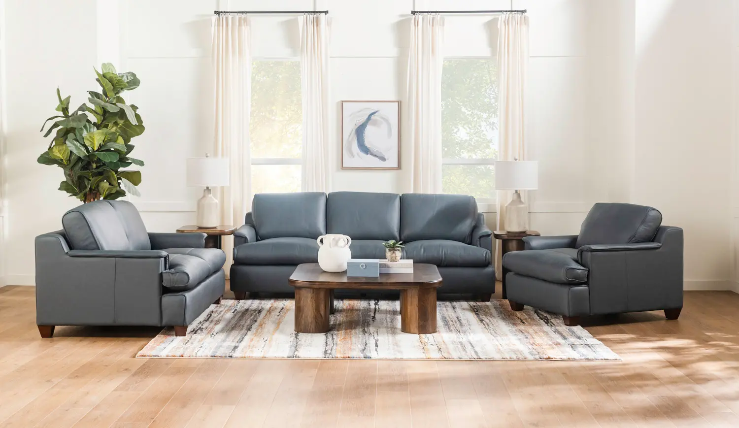 Saxton Sky Blue Leather Armchair-9