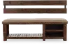 Dutton Distressed Brown Entry Bench with Hooks