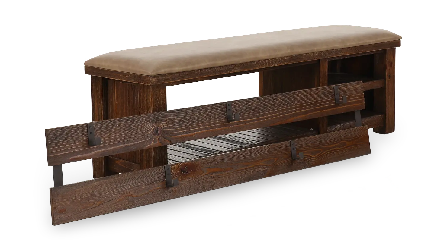Dutton Distressed Brown Entry Bench with Hooks-5
