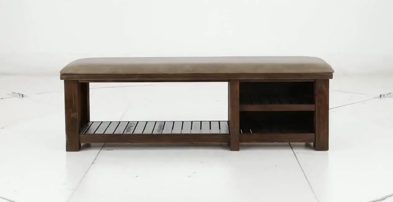 Dutton Distressed Brown Entry Bench with Hooks-7