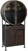 Bowery Black and Bronze Round Vertical Bar Cabinet