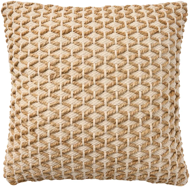 Ivory and Tan Toss Pillow