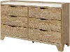 Harlyn Natural 6-Drawer Dresser with Marble Gallery Top