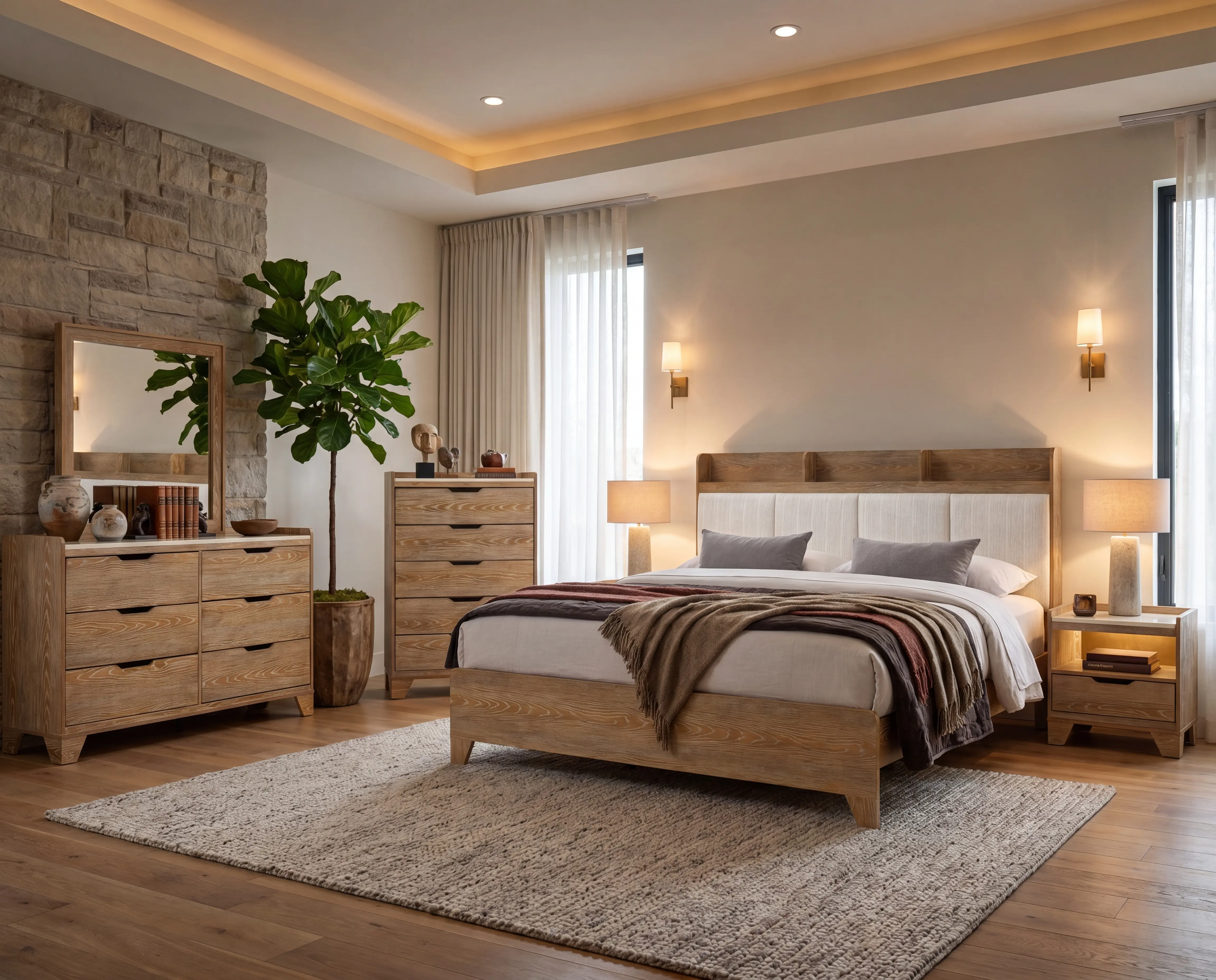 Harlyn Natural Upholstered Storage King Bed-2