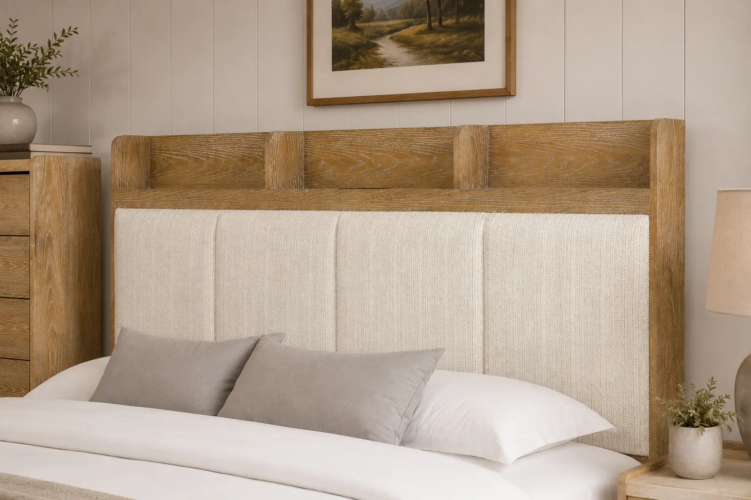 Harlyn Natural Upholstered Storage King Bed-3