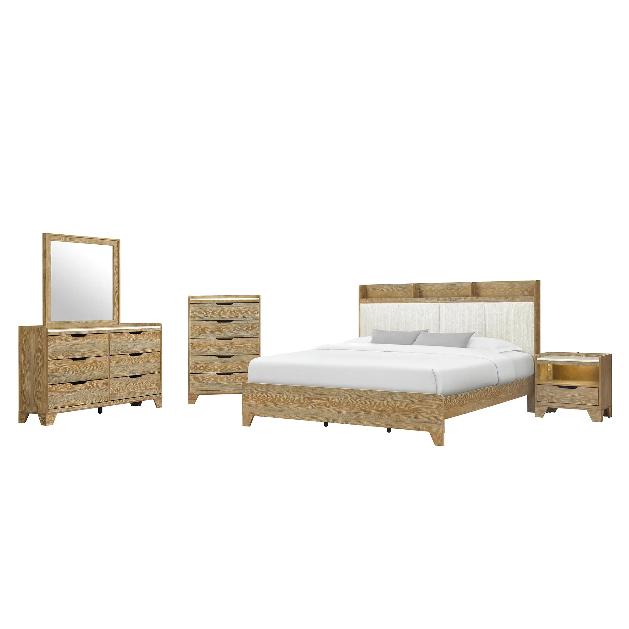 Harlyn Natural Upholstered Storage King Bed-6