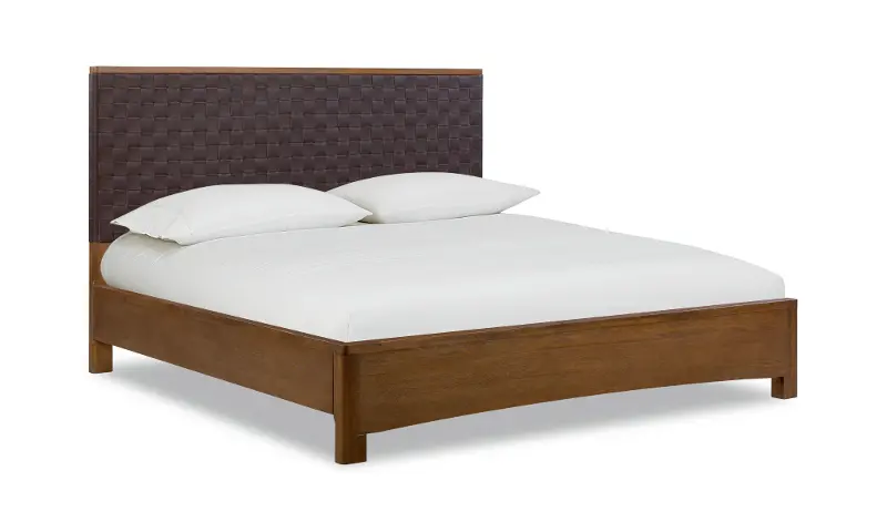Arden Tavern Brown Basket Weave Queen Bed
