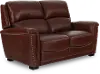 Edison Red Brown Leather Loveseat