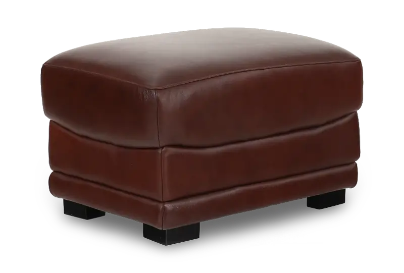 Edison Red Brown Leather Ottoman