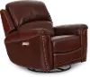 Edison Red Brown Leather Swivel Rocking Recliner