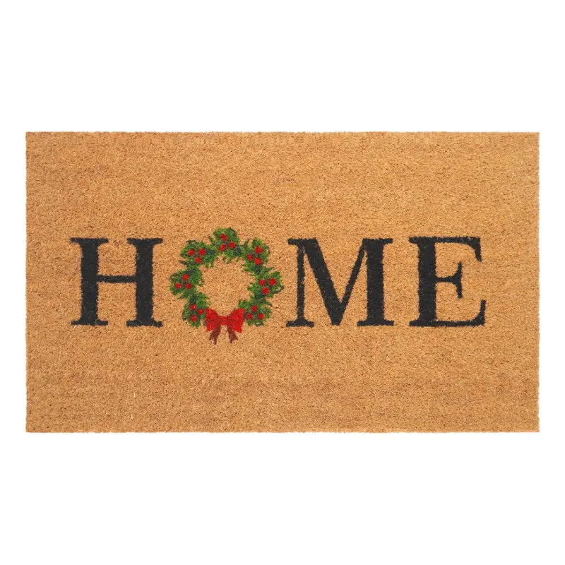 Home Christmas Wreath Doormat