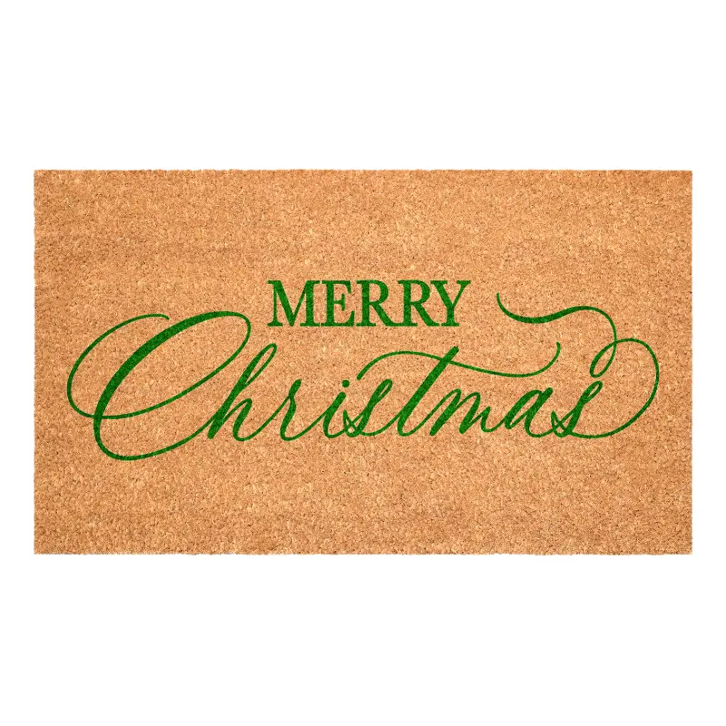 Green Christmas Calligraphy Doormat