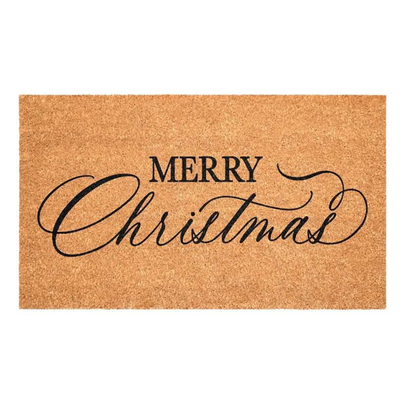 Black Christmas Calligraphy Doormat