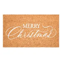 117262436 White Christmas Calligraphy Doormat