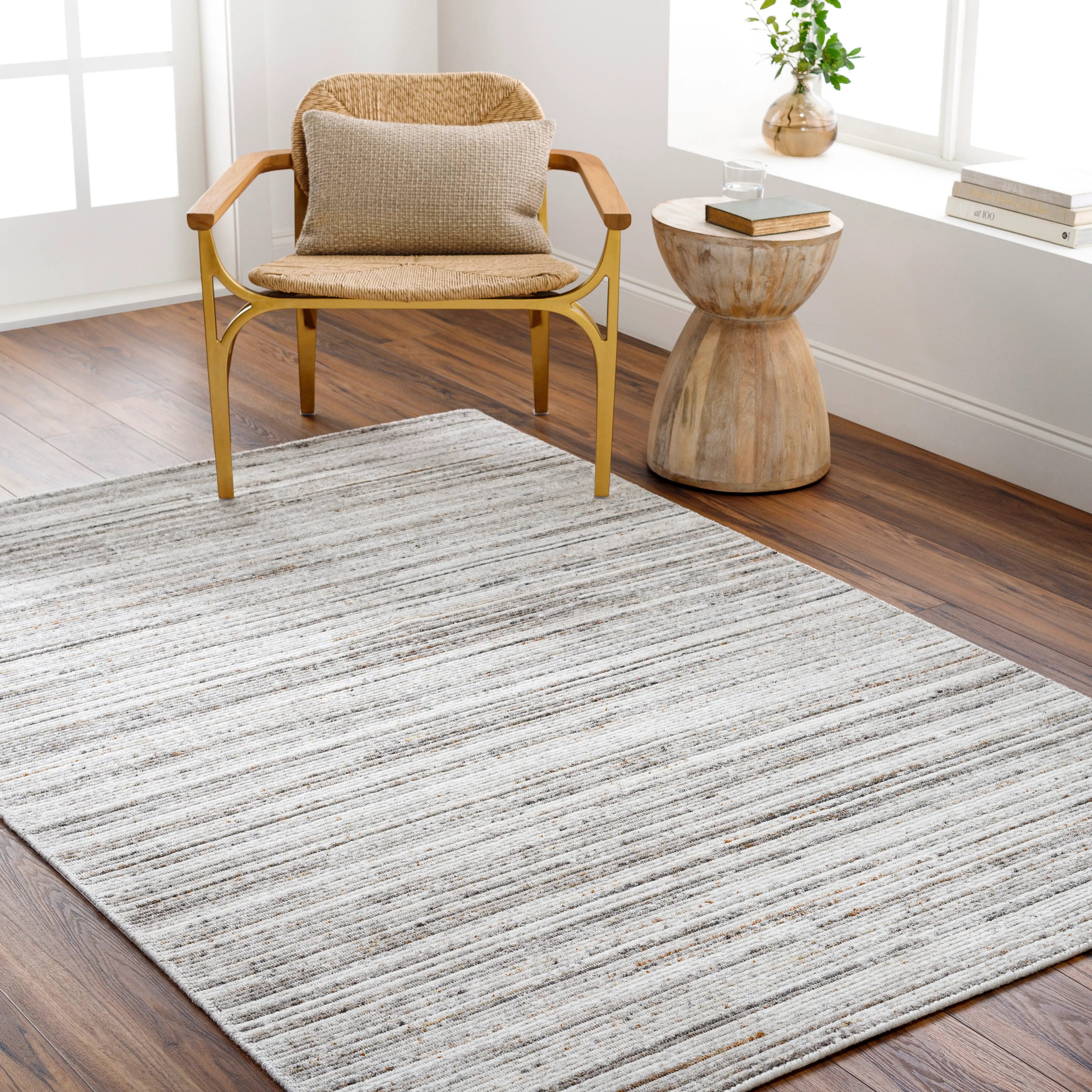 HOL2301-576 Hollister 5 x 8 Gray and Rust Area Rug-2